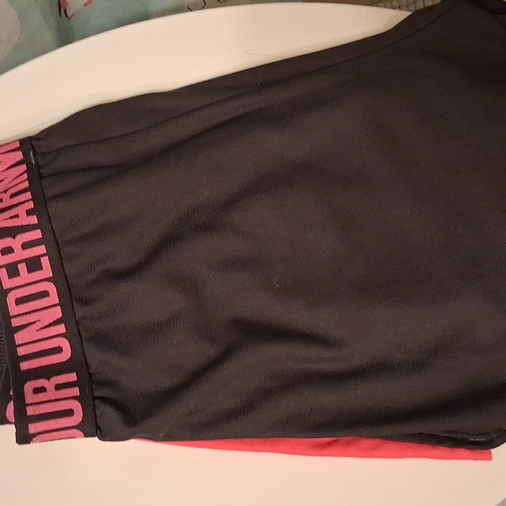Under Armour Women's Charcoal Gray and Pink Performance Shorts - Picture 4 of 5
